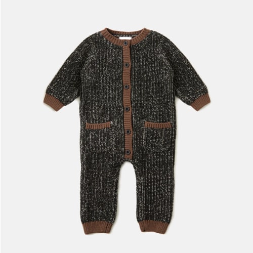 Long Sleeve Jumpsuit - Chunky - 9-12 mos / Black Melange