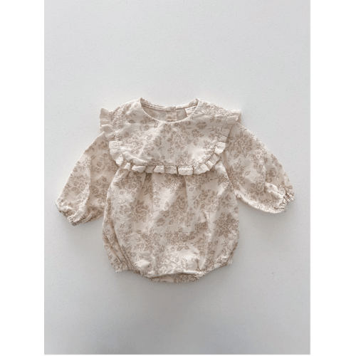 Baby S25 Lace Detail Collar Floral Romper (3-18m) - Cream | AT NOON STORE
