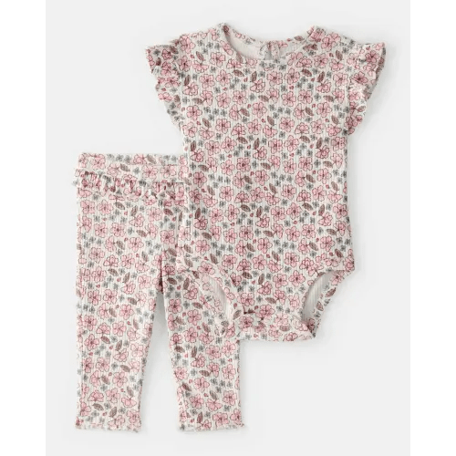 Baby Girl Ruffle Floral Bodysuit & Pant Set | Carter's
