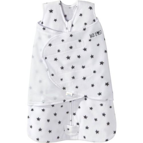 HALO Micro Fleece Sleepsack Swaddle, 3-Way Adjustable Wearable Blanket, TOG 3.0, Mini Stars Charcoal, Newborn, 0-3 Months