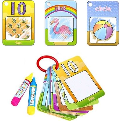 Coolplay Water Coloring Cards Learning Number Shape Color Toddler Girl Toy Water Paint Cards Airplane Activities for Kids Toy