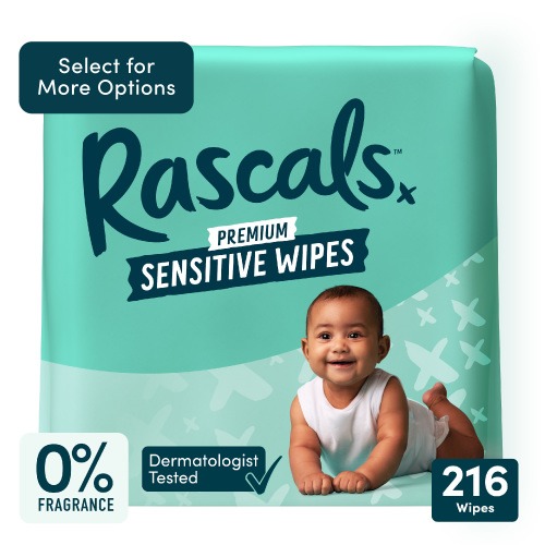 Rascal + Friends Sensitive Baby Wipes, 216 Count (Select for More Options)