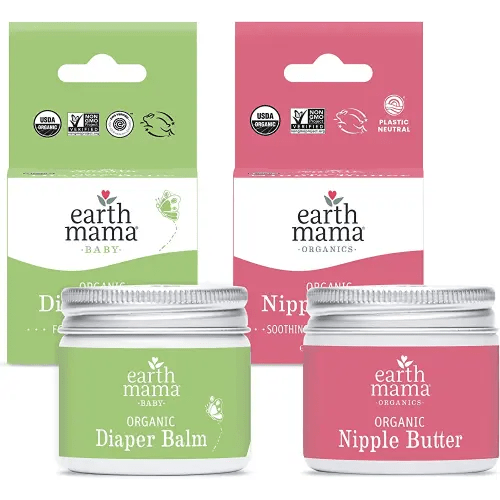 Organic Nipple Butter™ + Organic Diaper Balm | Earth Mama's Sensitive Skincare BFF Breastfeeding Essentials & Baby Cream Bundle