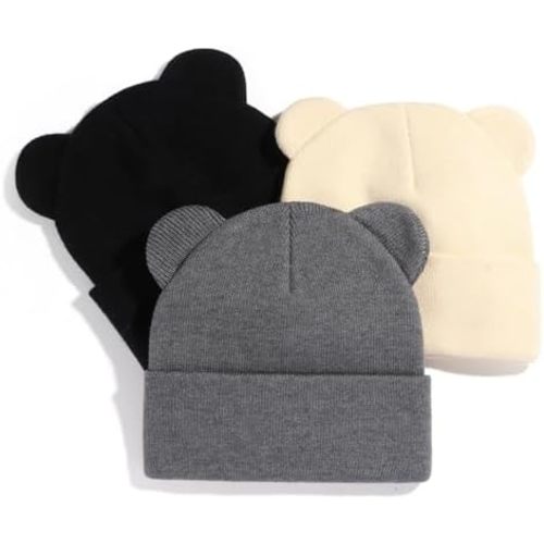 Baby Winter Beanie Hat,Kids Cute Bear Ears Soft Knit Beanie for Infant Boys Girl Warm Winter Hat Caps