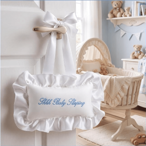 Blue Shhh Baby Sleeping Sign Decor for Front Door