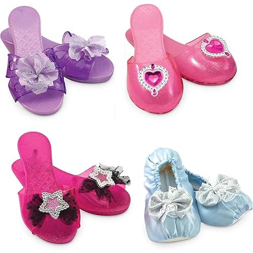 Melissa & Doug Role Play Collection - Step in Style! Dress-Up Shoes Set (4 Pairs), Multicolored, 11" x 12" x 4.5" Packaged