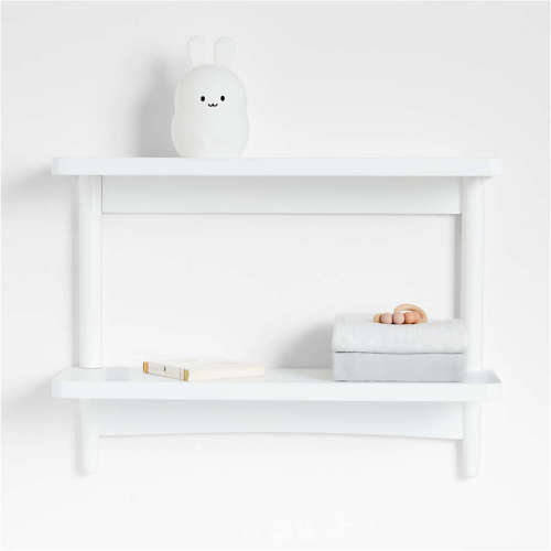 Hampshire White Wood 2-Tier Kids Wall Shelf