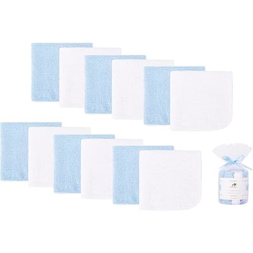 12 Pack Baby Washcloths 100% Cotton - Small Terry Wash Cloths 8" x 8" Soft Face Washcloth for Hand Body Sensitive Skin Thin Absorbent Wipes for Newborns Infant