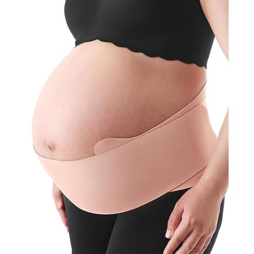 Momcozy Belly Bands for Pregnant Women, One-Piece & Portable Pregnancy Belly Band with Ergonest Back Support & Breathable Fabric – Adjustable Maternity Belt for Small/Round/High-Carrying Belly
