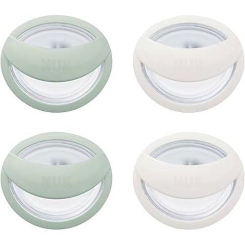 NUK Perfect Match Silicone Pacifier, 4 Pack, for Ages 0-6m, Green & White