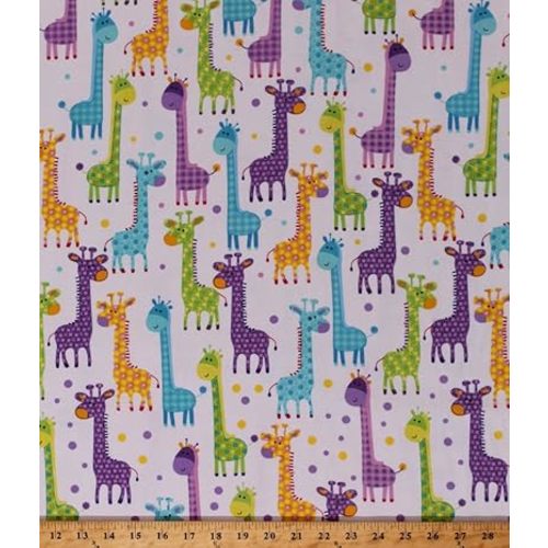 Flannel Giraffes Giraffe Animals Kids Childrens Safari Wildlife Nature Long Necks Nursery Baby Babies Flannel Fabric by The Yard (108-3601)