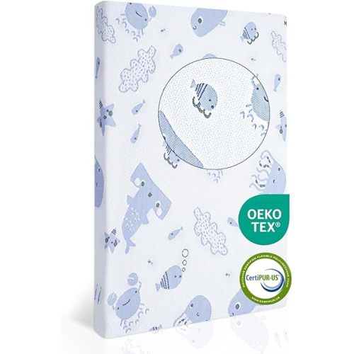 Pack and Play Mattress,Dual Sided Premium Memory Foam Pack N Play Mattresses for Baby 38"x26" Breathable Mattress for Pack N Play with Washable Soft Cover