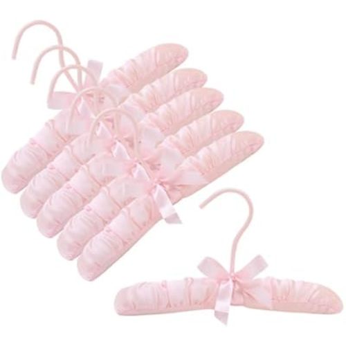 10" Pink Baby Satin Padded Hangers - Pack of (6)