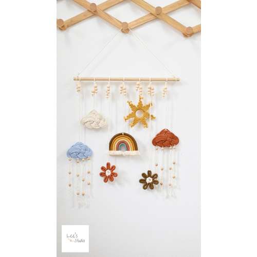 The Sky After the Rain Macrame Wall Hanging, Night Sky Wall Art, Handmade Furniture Wall Decor, Baby Boy Kid Room Decor, Neutral Baby Gift