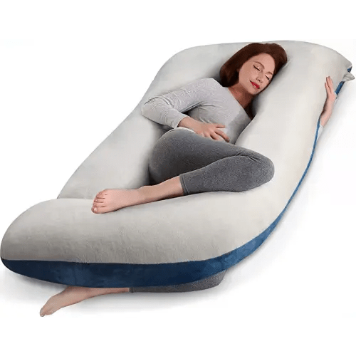 Pregnancy Maternity Pillows for Sleeping 55 Inches U-Shape Full Body Pillow Support - for Back, Hips, Legs, Belly for Pregnant Women with Removable Washable Velvet Cover