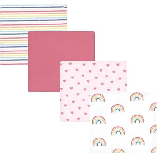 Hudson Baby Unisex Baby Cotton Flannel Receiving Blankets, Creative Rainbow, One Size