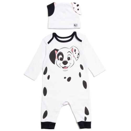 Disney Classics Winnie the Pooh Lion King Tigger Mickey Mouse Minnie Mouse Bambi Cosplay Snap Coverall and Hat Newborn to Infant, Color: 101 dalmations, Size: 3-6 months