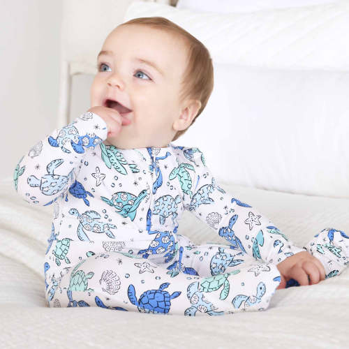Sea Turtle Splash Zipper Footie