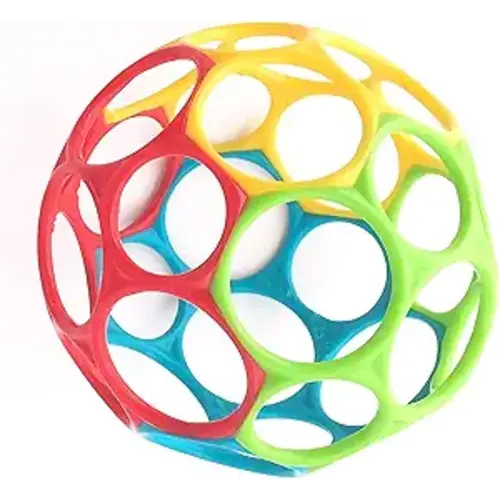 Bright Starts Oball Easy Grasp Classic Ball BPA-Free Infant Toy in Red, Yellow, Green, Blue, Age Newborn and up, 4 Inches