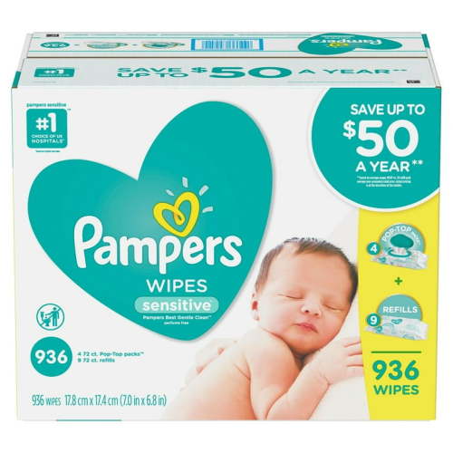 Pampers Baby Wipes Sensitive Perfume Free 13X Pop-Top Packs 936 Count