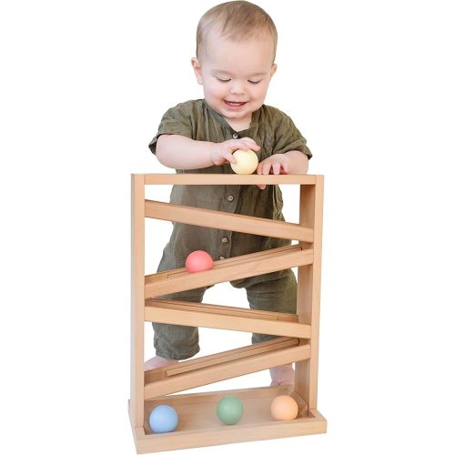 Montessori Ball Tracker Wooden Ball Drop - Wood Toys for 3 Year Old - Educational Toy for Baby and Toddler - Ball Ramp Maze Run Track - Baby Ball Drop Toy - First Birthday Gift 18 Months
