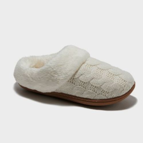dluxe by dearfoams Women's Carol Slippers - Gray M: Cushioned Insole, Indoor/Outdoor Outsole