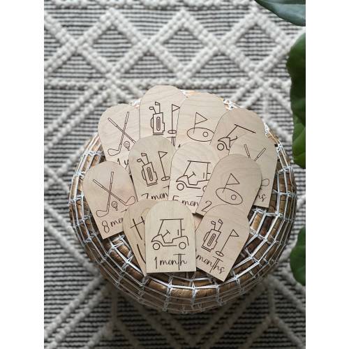 Golf Monthly Milestone Discs, Wooden Baby Monthly Milestone Discs, Golf Themed Nursery, Personalized Baby Shower Gift, Golf Baby Photo Prop