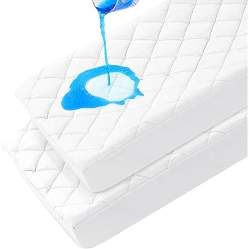HOMBYS Waterproof Changing Pad Cover 2 Pack, Ultra Soft & Breathable Quilted Change Table Cover with Elastic Closure, Cover for Diaper Changing Pad-White&White