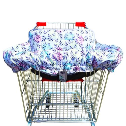 XiOiOiX 2 in 1 Shopping Cart Cover&High Chair Cover for Restaurant Seat, Grocery Cart Cover for Baby Infant Toddler Girl/Boy Reversible, Machine Washable (Leaf)