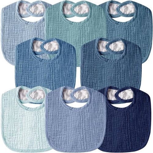 Muslin Baby Bibs for Unisex Boys Girls, Cotton Drool Bibs, Adjustable Newborn Bibs for Drooling and Teething