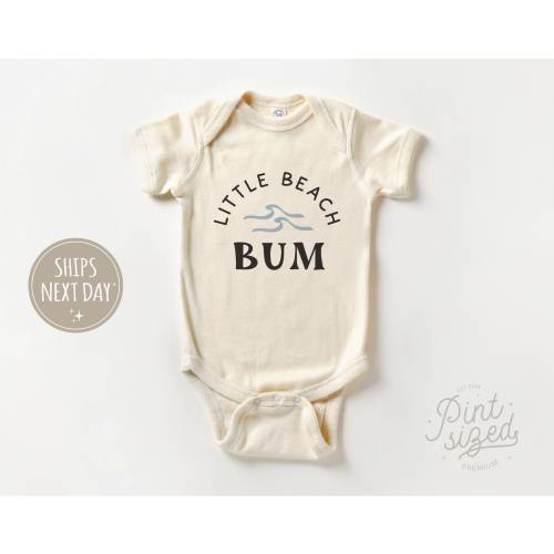 Little Beach Bum Onesie® - Retro Summer Bodysuit - Summer Vacation Natural Baby Onesie®