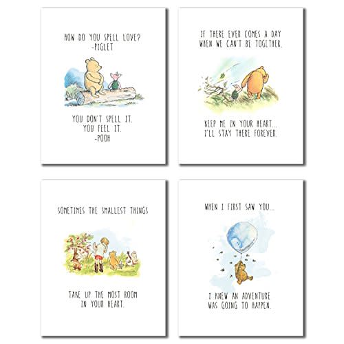 Winnie the Pooh Classic Art Prints - Set of 4 (8 inches x 10 inches) Wall Art Decor Photos Bedroom Playroom