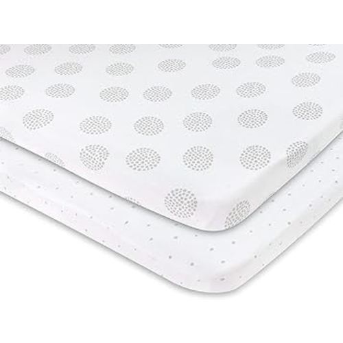 Ely's & Co. Pack N Play,Playard,Portable Crib Sheet 2-Pack Combed Jersey Cotton for Baby Boy or Baby Girl (Grey Dottie)