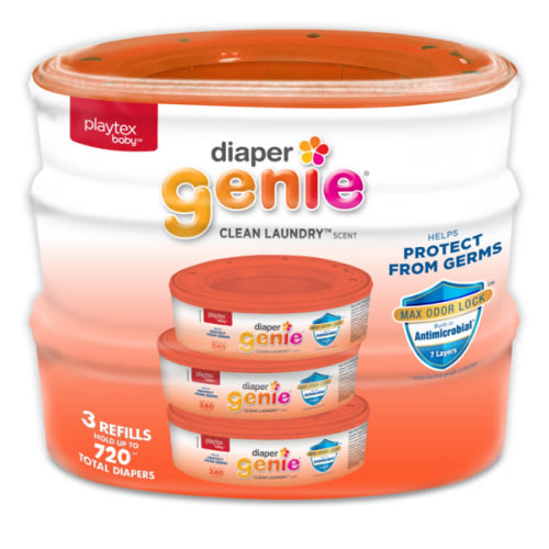 Playtex Diaper Genie Diaper Pail Refills, Clean Laundry Scent, 3 Pk 720 Ct