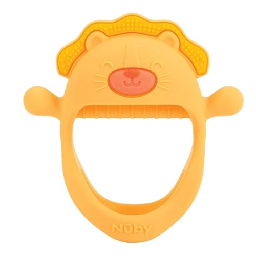 Amazon.com : Nuby Silicone Wrist Teething Mitten - BPA-Free Teether Ring - 3+ Months - Lion : Baby