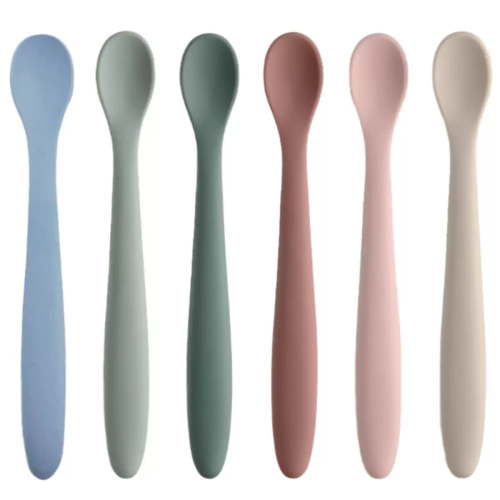 ROXANEPIG 6 PACK Silicone Baby Feeding Spoons, First Stage Infant Spoons, Soft-Tip Easy on Gums I Baby Training Spoon | Infant Utensils Feeding Supplies, Dishwasher & Boil-proof