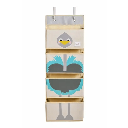 3 Sprouts Over The Door Baby Organizer - Essential Newborn Nursery Storage, Toy Organizer for Room and Closet - Bedroom Storage - Hooks Included, Ostrich