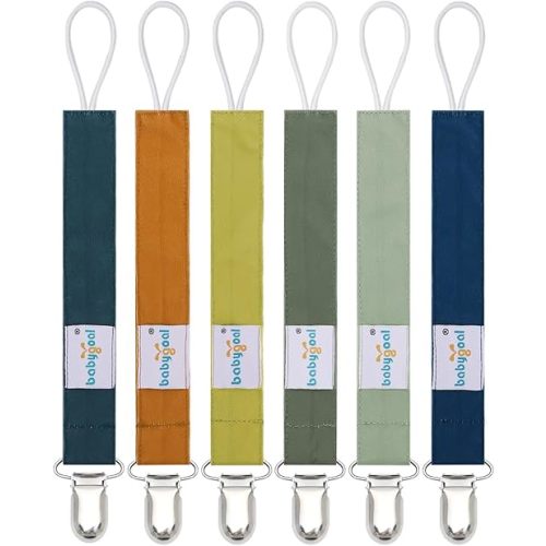 Babygoal Neutral Pacifier Clips, 6 Pack Binky Paci Holder Clips for Baby Boys and Girls Fits for Most Pacifier, Binkie Styles & Baby Teethers & Toys and Gift 6MP40-B