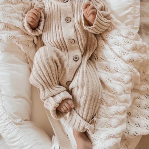 Little B's Chunky Rib Baby Jumpsuit - Honey Milk