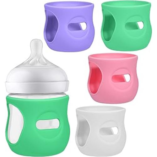 BUSOHA 4 Pack Silicone Sleeves for Avent Baby Bottles - Anti Breakage Baby Bottle Holder for Avent Natural Glass Baby Bottles,Compatible with Avent Baby Bottle,4oz