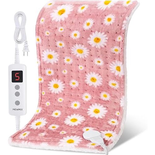 Daisy Heating Pad for Back Period Cramps Neck Shoulder Pain Relief, Portable Electric Heat Pads Pink Stuff Gifts Ideas, Funny Useful Self Care Christmas Birthday Gift for Women Mom Her Wife Girlfriend
