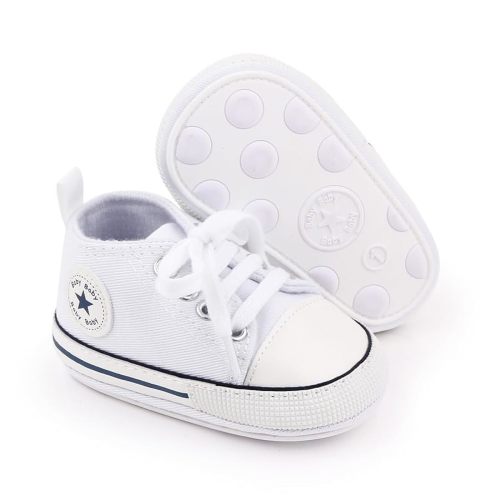 Unisex Baby Girls Boys Canvas High-top Shoes, Newborn Infant Anti-Slip Soft Sole Frist Walking Breathable Sneakers