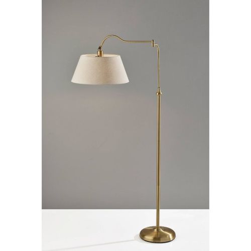 Rodeo Floor Lamp Antique Brass - Adesso: Swing Arm, Adjustable, Mid-century Modern Design