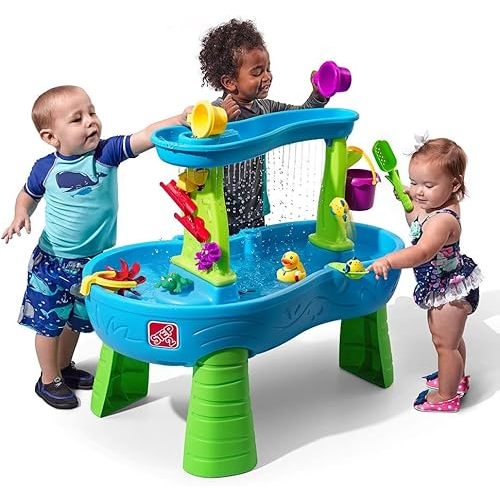 Step2 Rain Showers Splash Pond Toddler Water Table, Kids Water and Sand Activity Sensory Playset, Summer Outdoor Toys, 13 Piece Toy Accessories, For Toddles 1.5+ Years Old