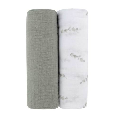 Ely's & Co. 2 Pack Cotton Muslin Swaddle Blanket | Eucalyptus & Sage
