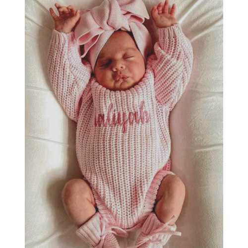 Cotton baby romper, knit baby romper embroidered baby announcement,baby gift personalized embroidery, name reveal outfit. SHIPPING EUROPE