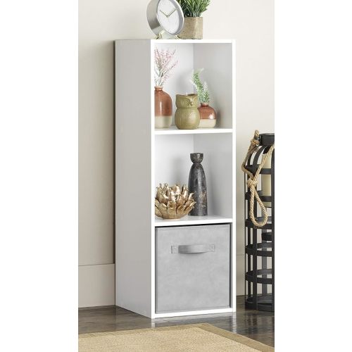 Whitmor 3 Cube Storage Organizer, 3 Tier Stackable MDF Wood Bookcase, Open Storage Display Bookshelf, Storage Cabinet for Living Room, Bedroom, Home, Office, 12.2" L x 11.7" W x 35.6" H, White