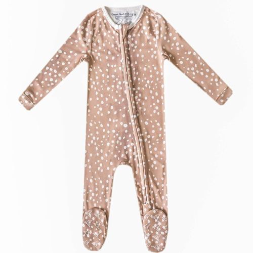 Copper Pearl Zip-Up Footie Baby Pajamas: Ultra-Soft Boys & Girls Pajamas, Premium Knit Fabric in Stylish Prints, Tag-Free with Two-Way Zipper, Newborn to 24 Months, Fawn