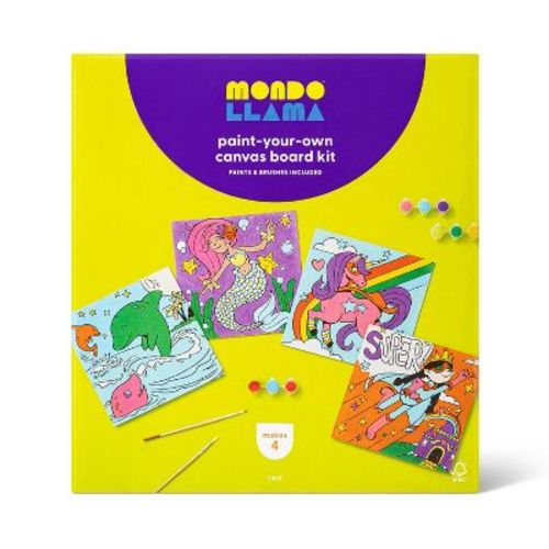 8'' X 8'' 4pk Paint-your-own Canvas Panel Pack Mermaid/dolphin/unicorn/superhero - Mondo Llama™: Diy Art Kit For Kids