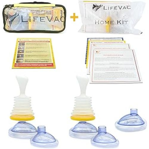 LifeVac Home & Yellow Travel Combo Kit - Portable Suction Rescue Device, First Aid Kit for Kids and Adults, Portable Airway Suction Device for Children and Adults